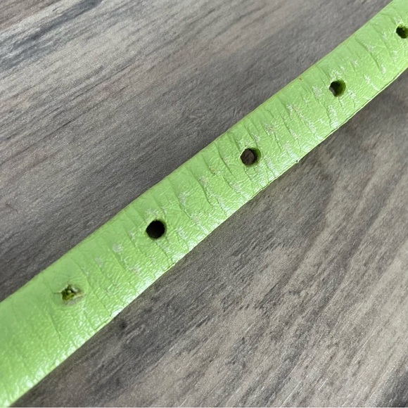 Vintage MCM Michael Cromer Lime Green Leather Skinny Belt - Picture 6 of 14